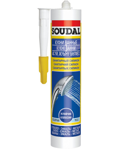 Герметик cиліконовий, Soudal, санітарний, білий